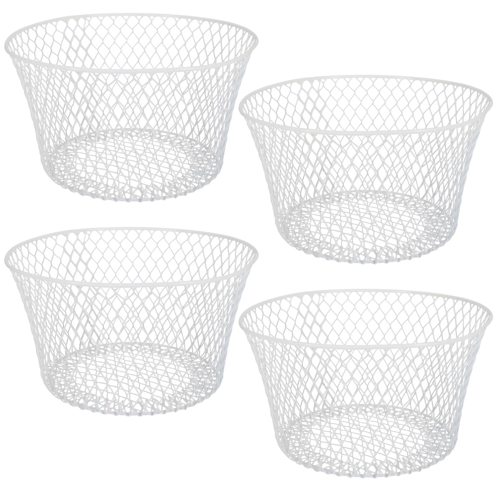 4-Pack White Wire Basket, 7.87 in Small Round Storage Bins Stackable Organizer