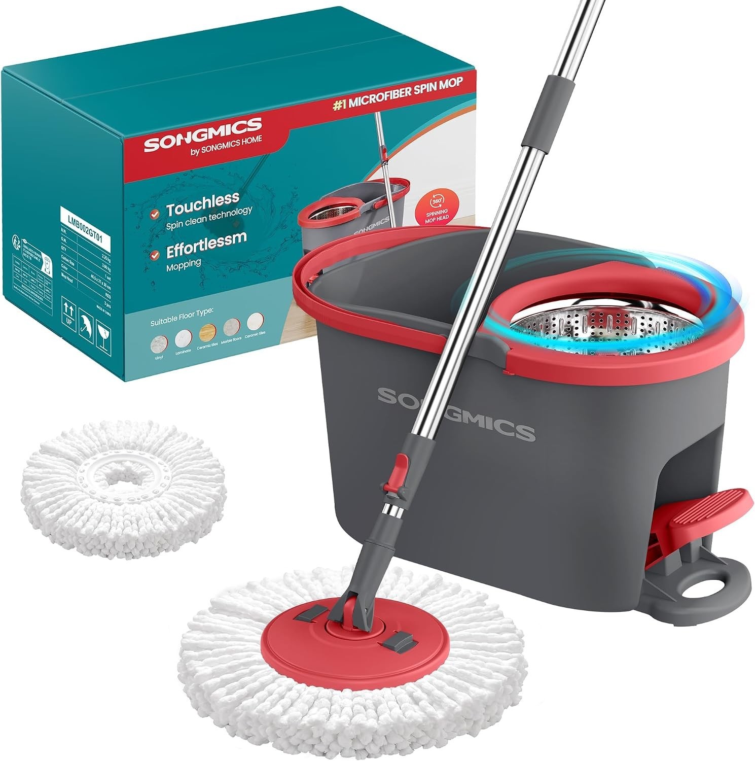 Hurricane Spin Mop Home Cleaning System by BulbHead, Floor Mop with Bucket