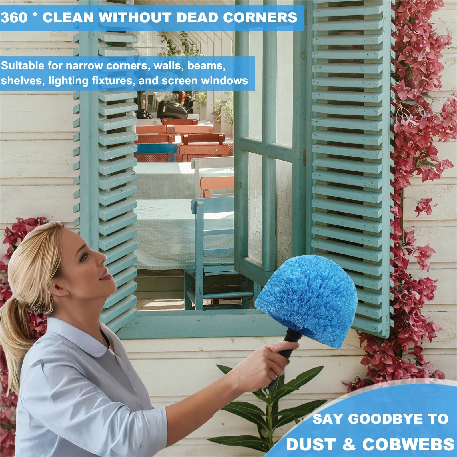Twist-On Cobweb Duster Head Brush Indoor Outdoor Spider Web Remover Duster