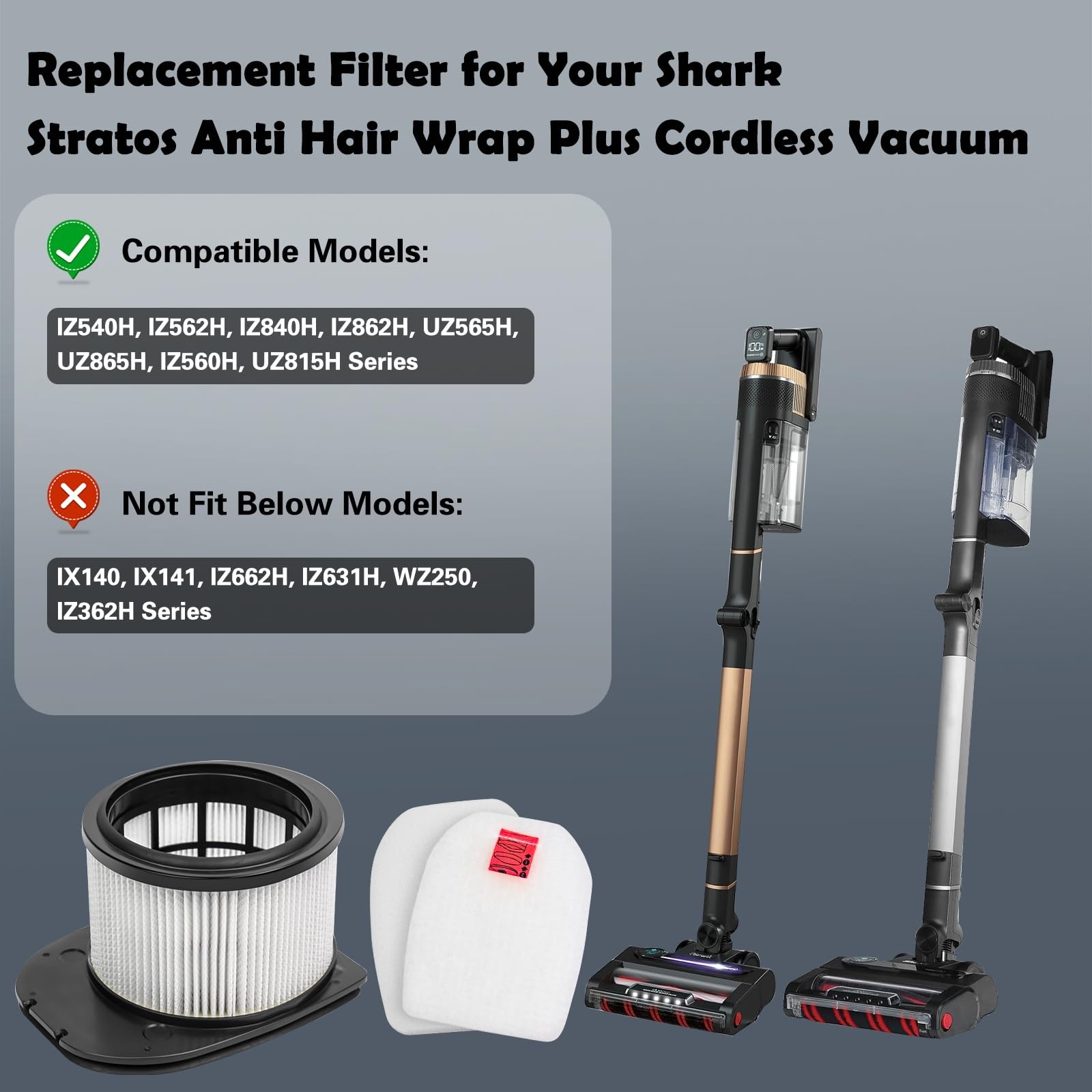 VIEWALL Filter Replacement for Shark Stratos IZ540H, IZ562H, IZ840H, IZ862H