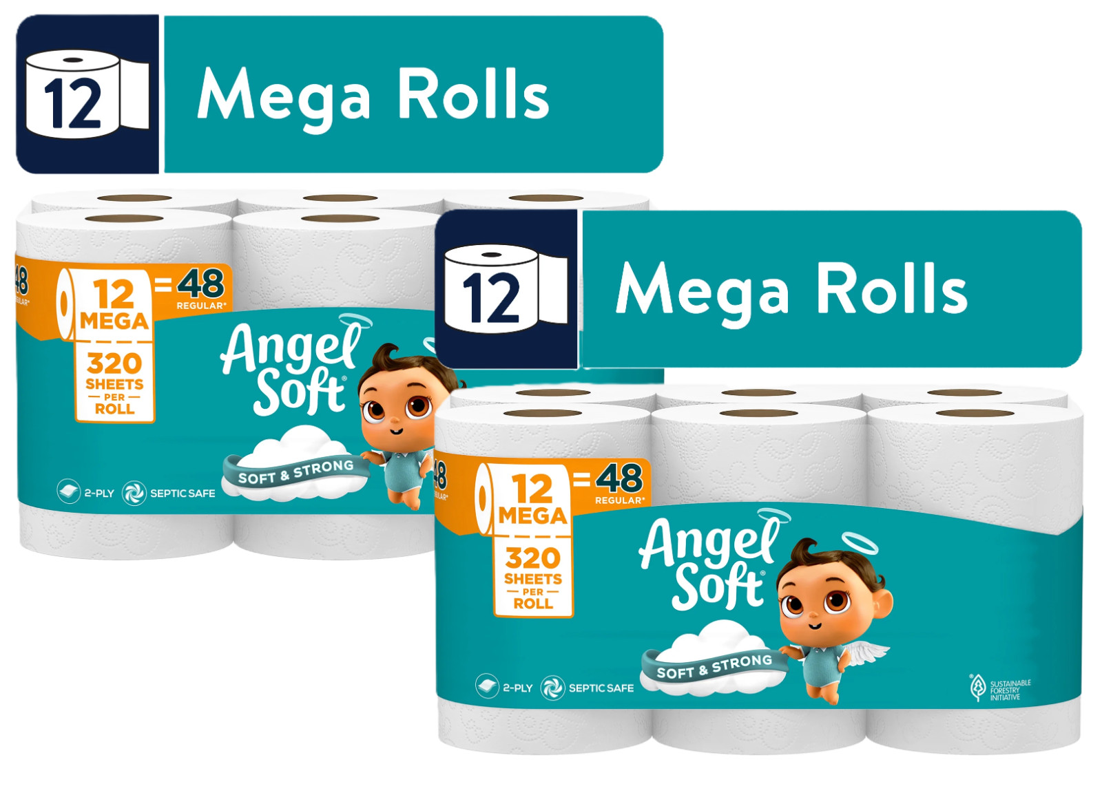 Angel Soft 2-Ply Toilet Paper, 24 Mega Rolls, 320 Sheets per Roll