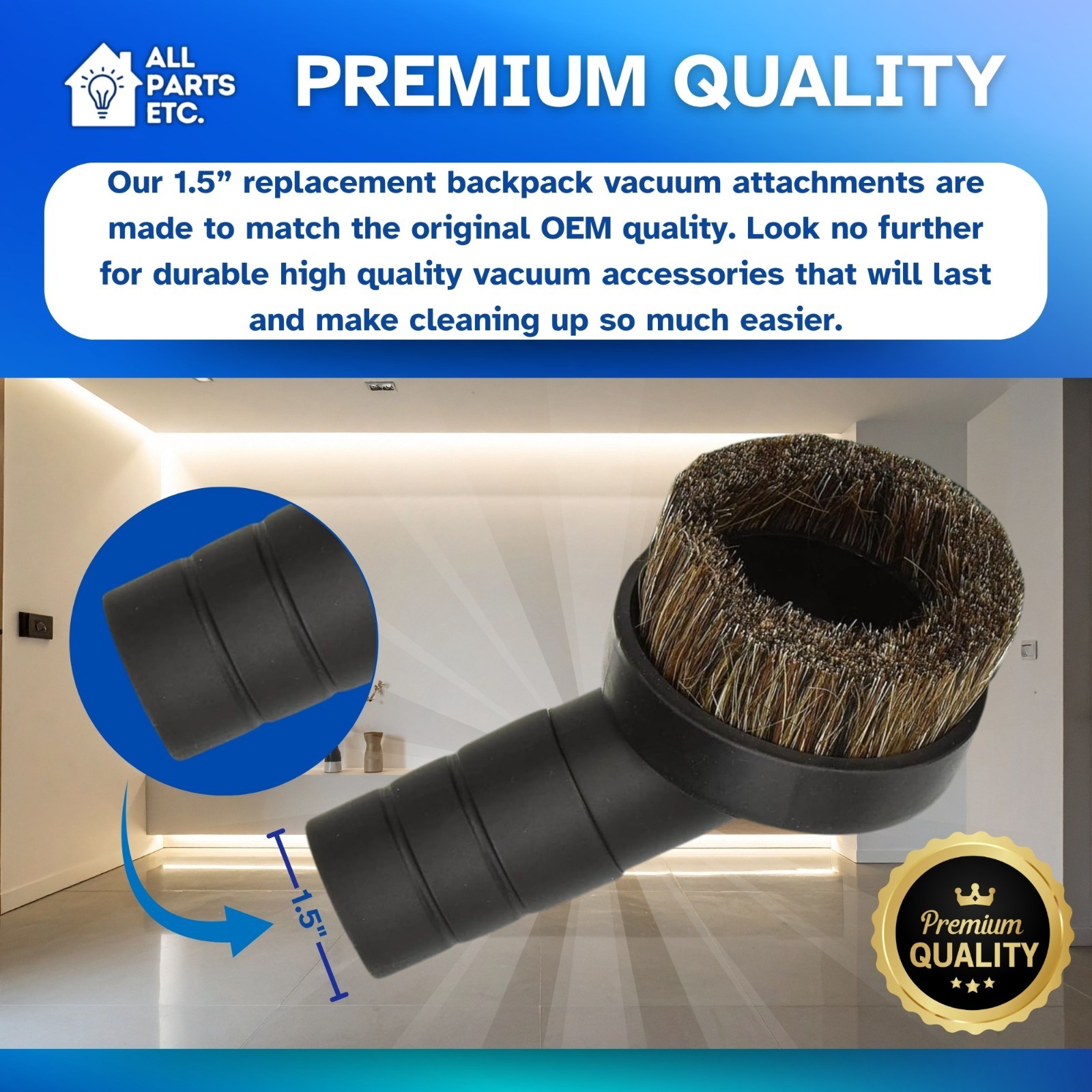 1.5″ Backpack Vacuum Dust Brush Attachment Fits with ProTeam, Powr-flite, others