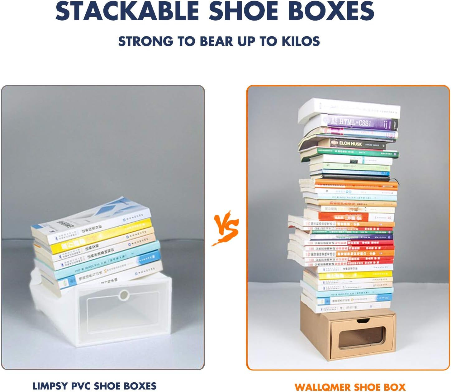 Shoe Box Organizer 12 Pack Stackable Cardboard Storage Drawer Window Closet