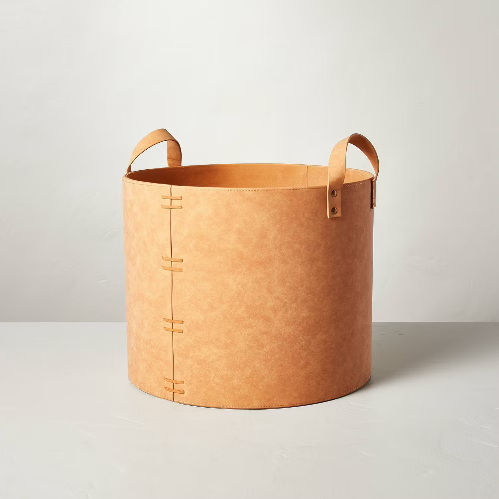 Large Faux Leather Storage Bin Camel Brown – Hearth & Hand with