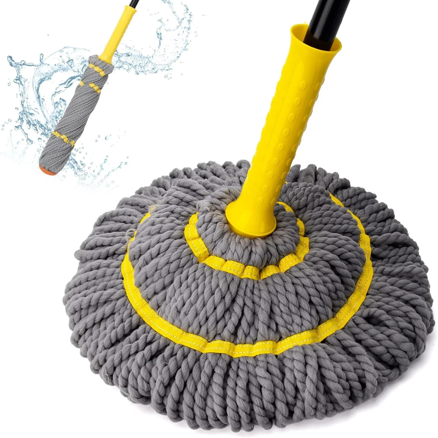 Self Wringing Twist Mop Wet for Floor Cleaning with 57″Long Handle Heavy Duty