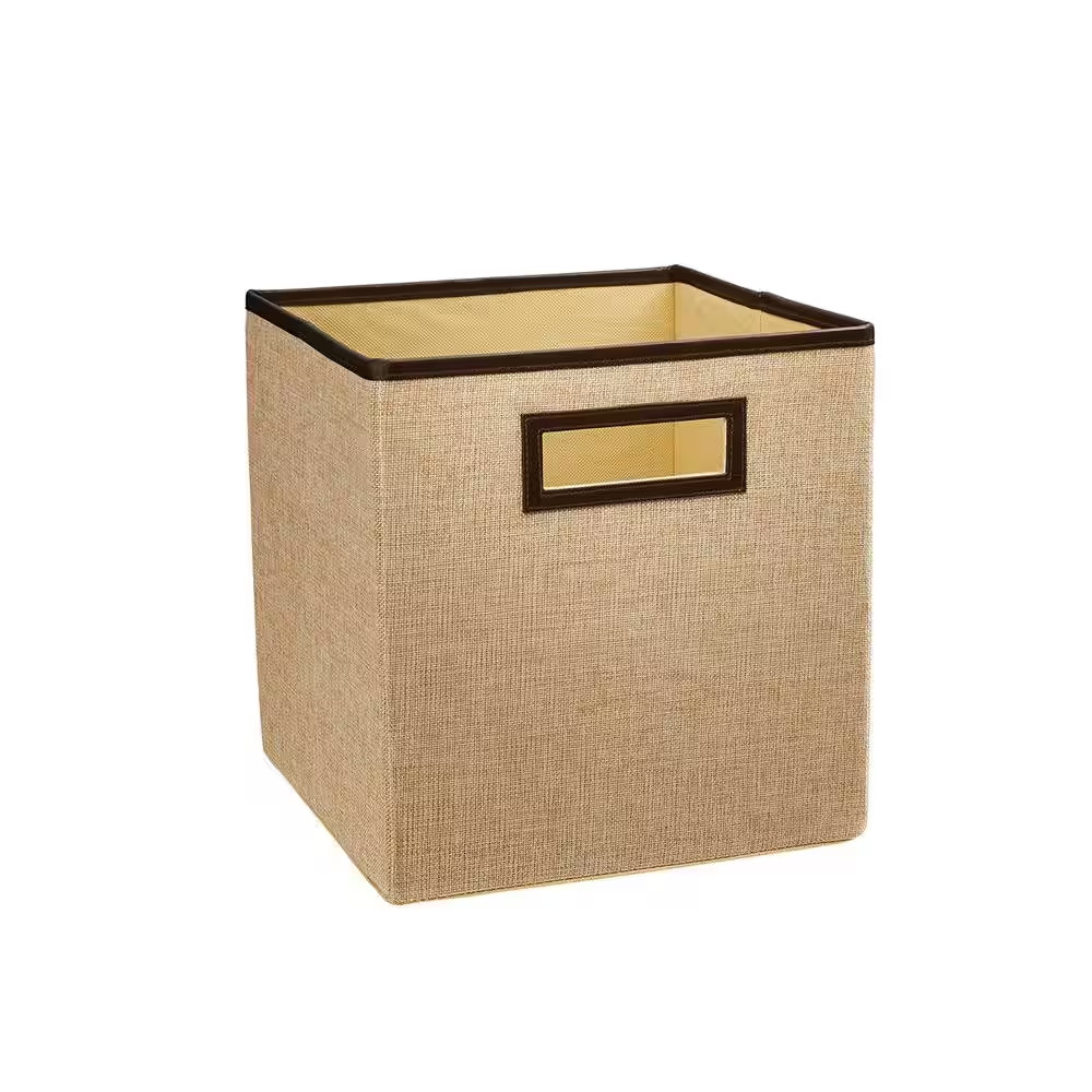 11 In. H X 10.5 In. W X 10.5 In. D Beige Fabric Cube Storage Bin