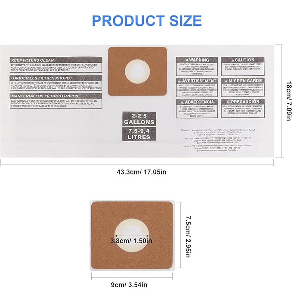 3-15 Pack Type B Dust Collection Vacuum Bag All Around QAM70 Part# 90668/549712