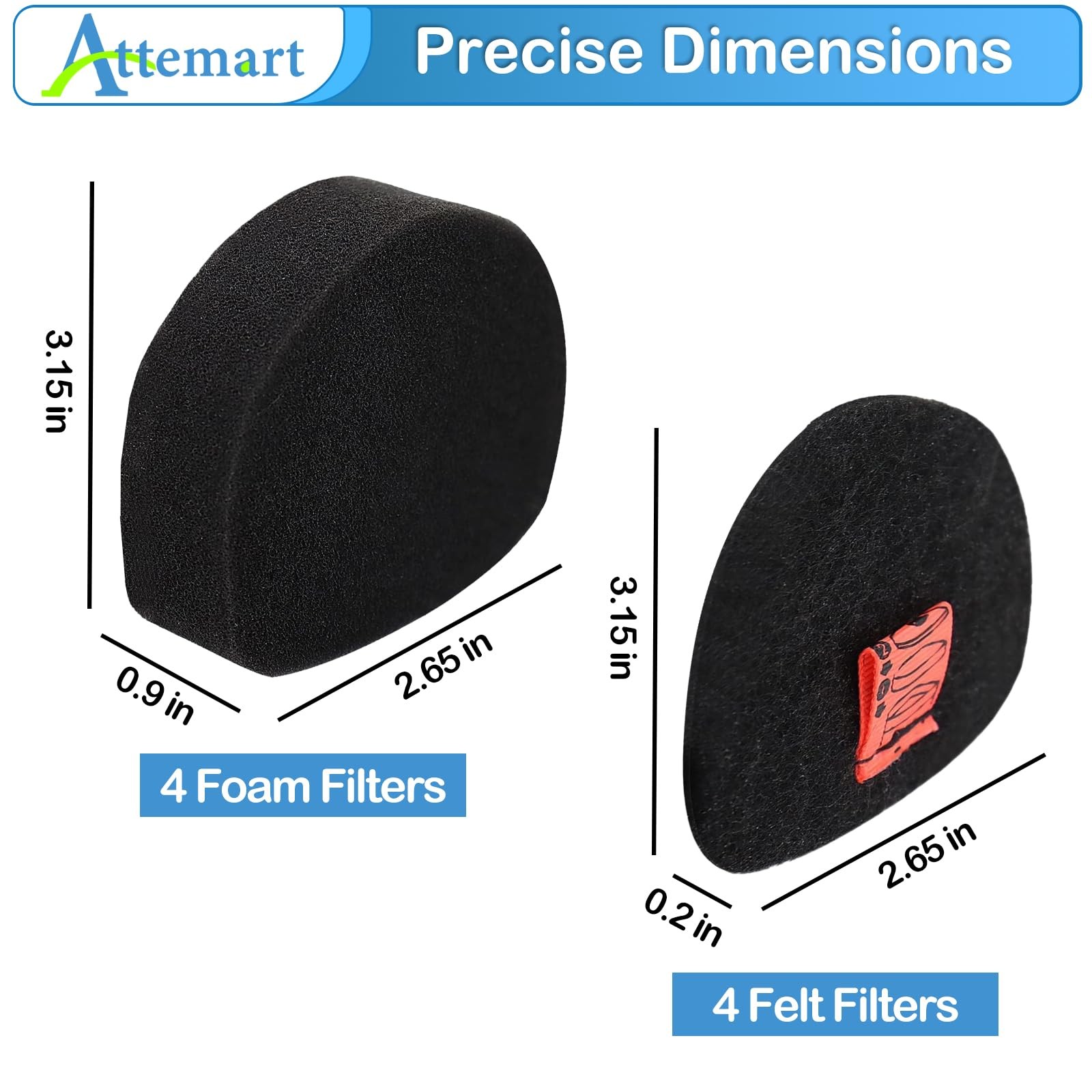 4 Pack CH951 Foam Felt Filter for Shark UltraCyclone Pet Pro Plus Cordless