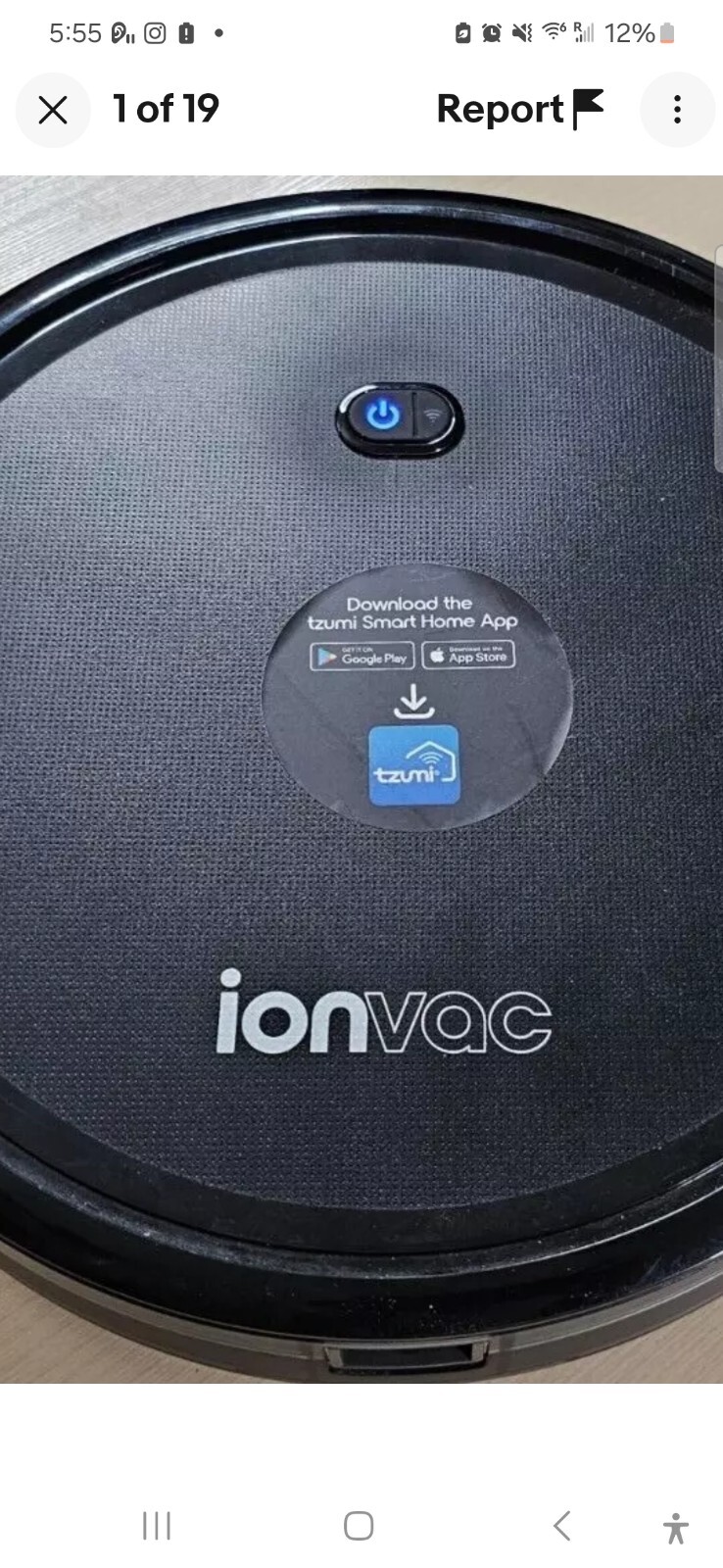 IONVAC SMART CLEAN ROBO VAC 2000 No Remote – See Details!!