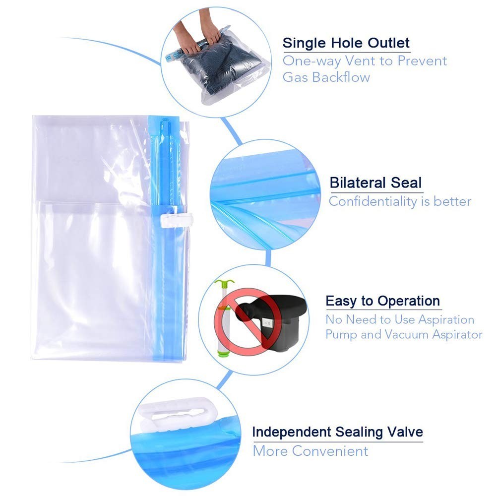 10 Pack Compression Storage Bags – Space Saver Travel Accessories – No Vacuum Ne