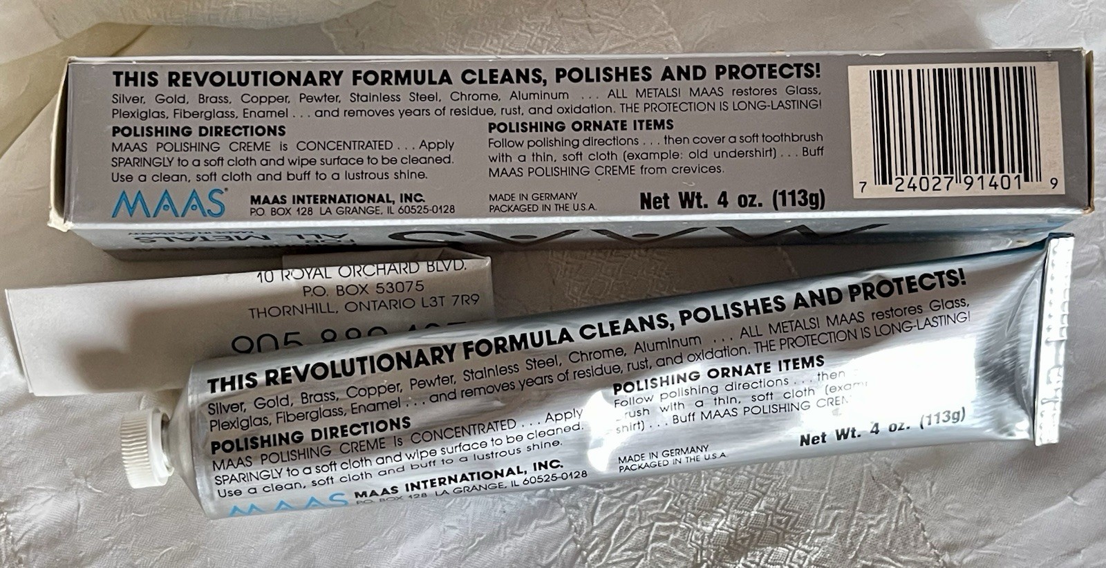 MAAS Fine Polishing Creme For All Metal 4 Oz Concentrated Germany *READ