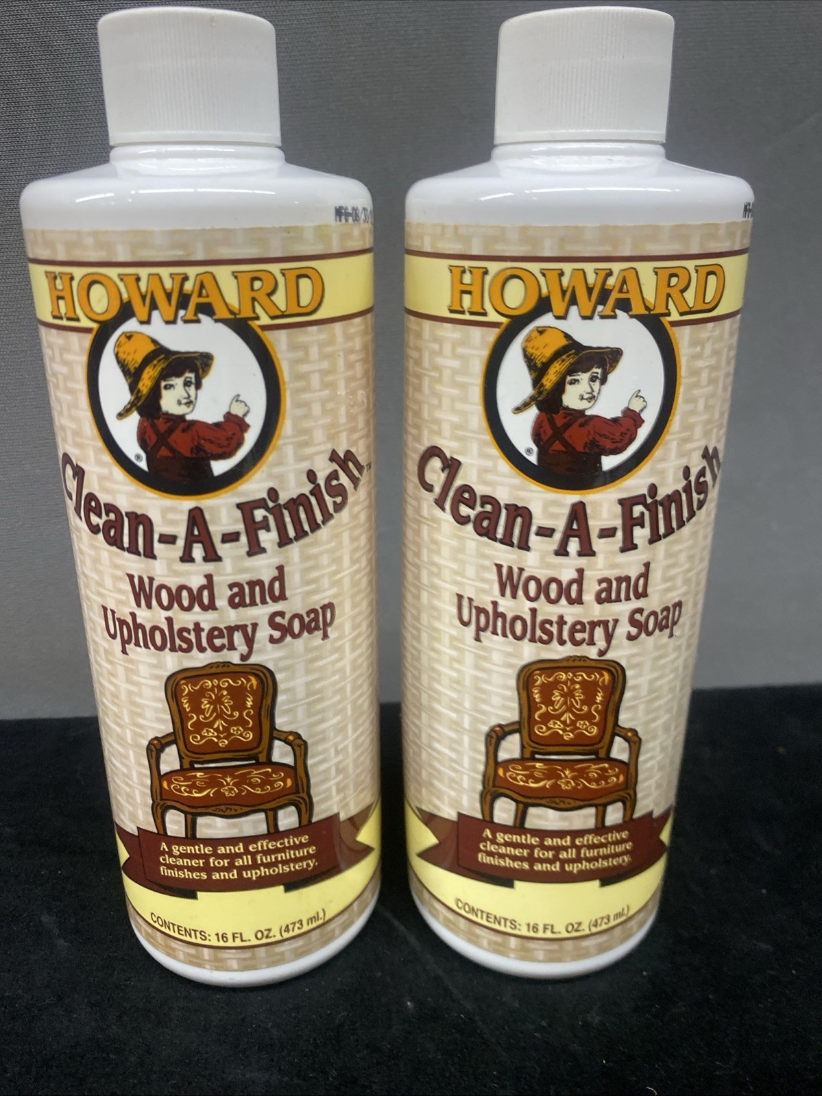 HOWARD Clean-A-Finish for Wood, Upholstery Pour Bottle, Two 16 Oz Bottles NOS