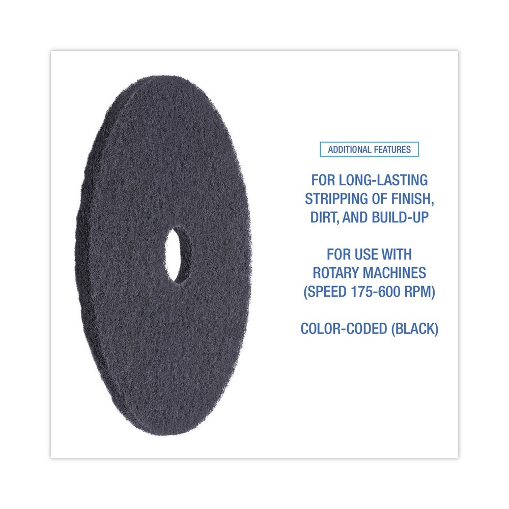 Boardwalk 4020BLA 20 in. Diameter Stripping Floor Pads – Black (5/Carton) New