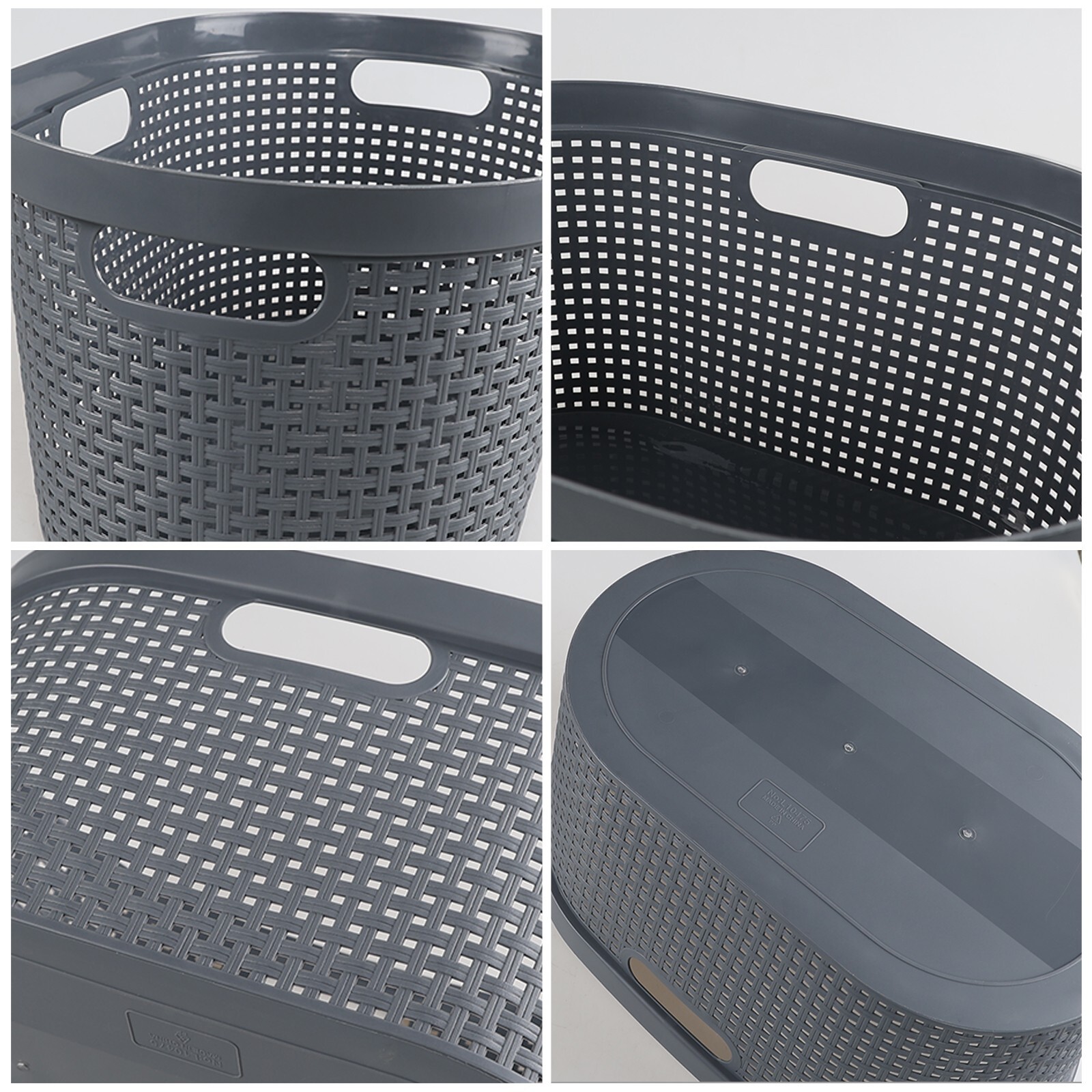 Idotry 40L Large Laundry Basket Plastic Stacking Clothes Hamper (4 Packs ,Grey)