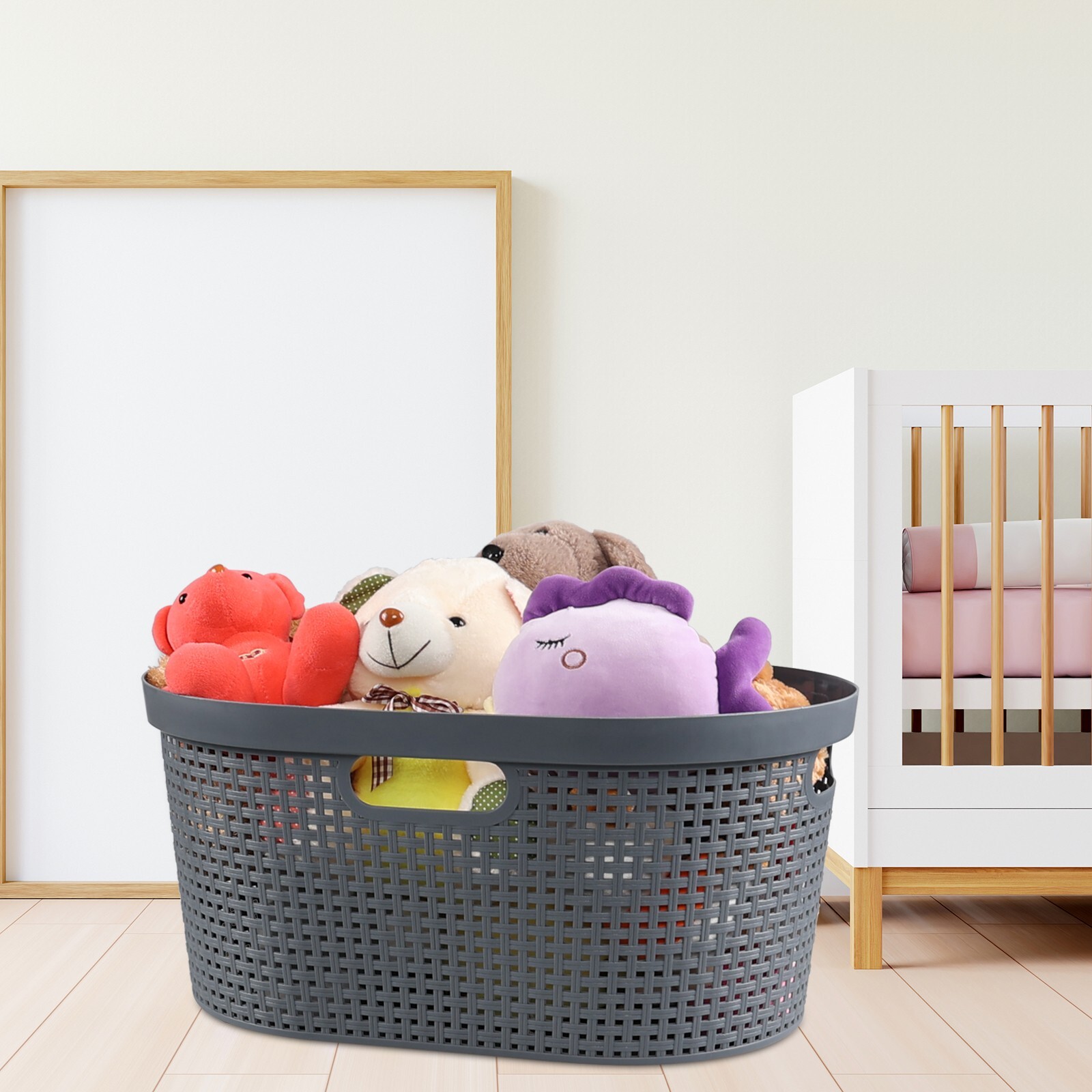 Idotry 40L Large Laundry Basket Plastic Stacking Clothes Hamper (4 Packs ,Grey)