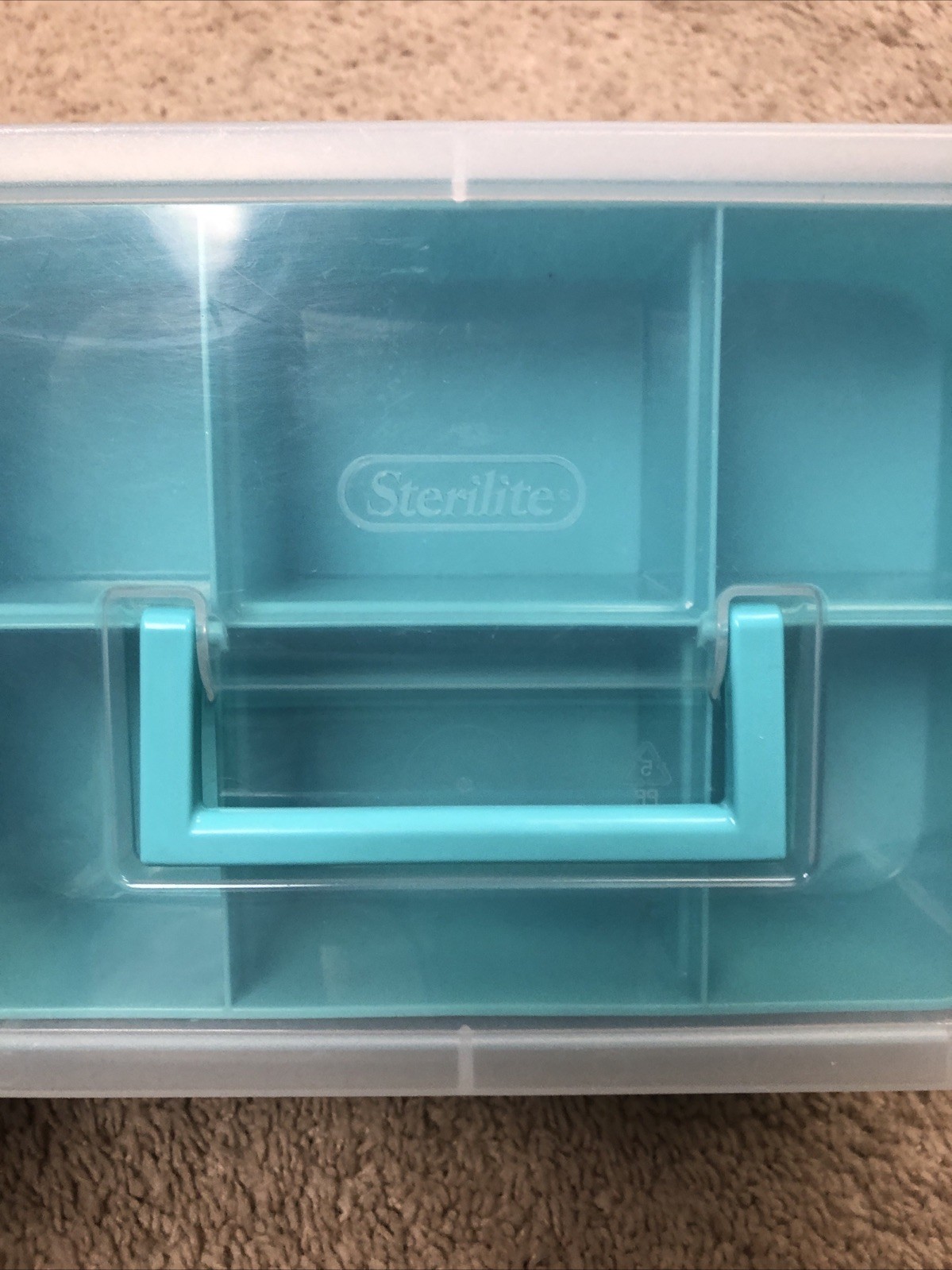 Sterilite Teal Rectangular Storage Container Snap Lid 12 Compartments EX