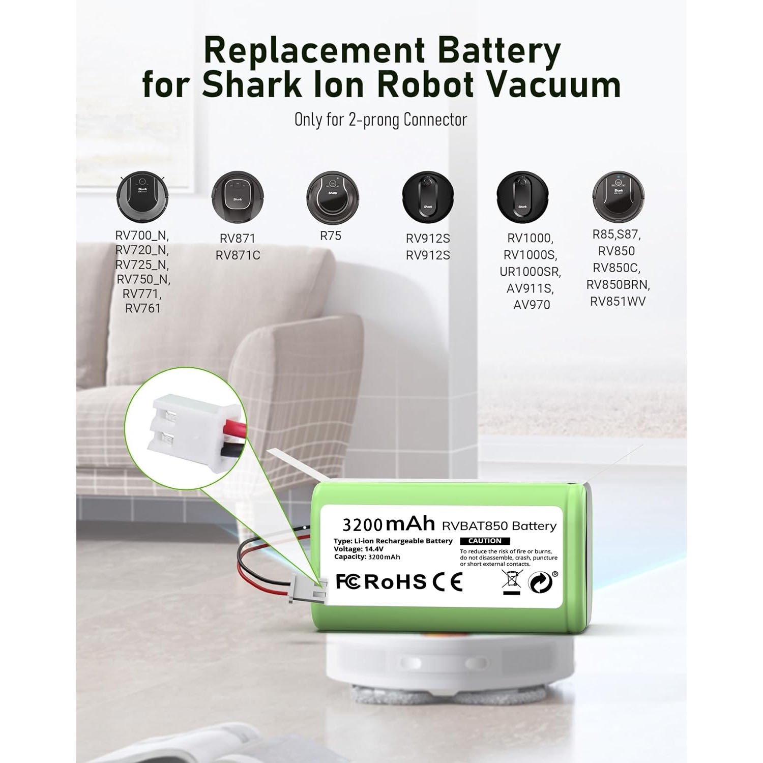 Battery Replacement for shark AV2501S, AV2511AE, AV2610WA, AV2610WACA, AV751