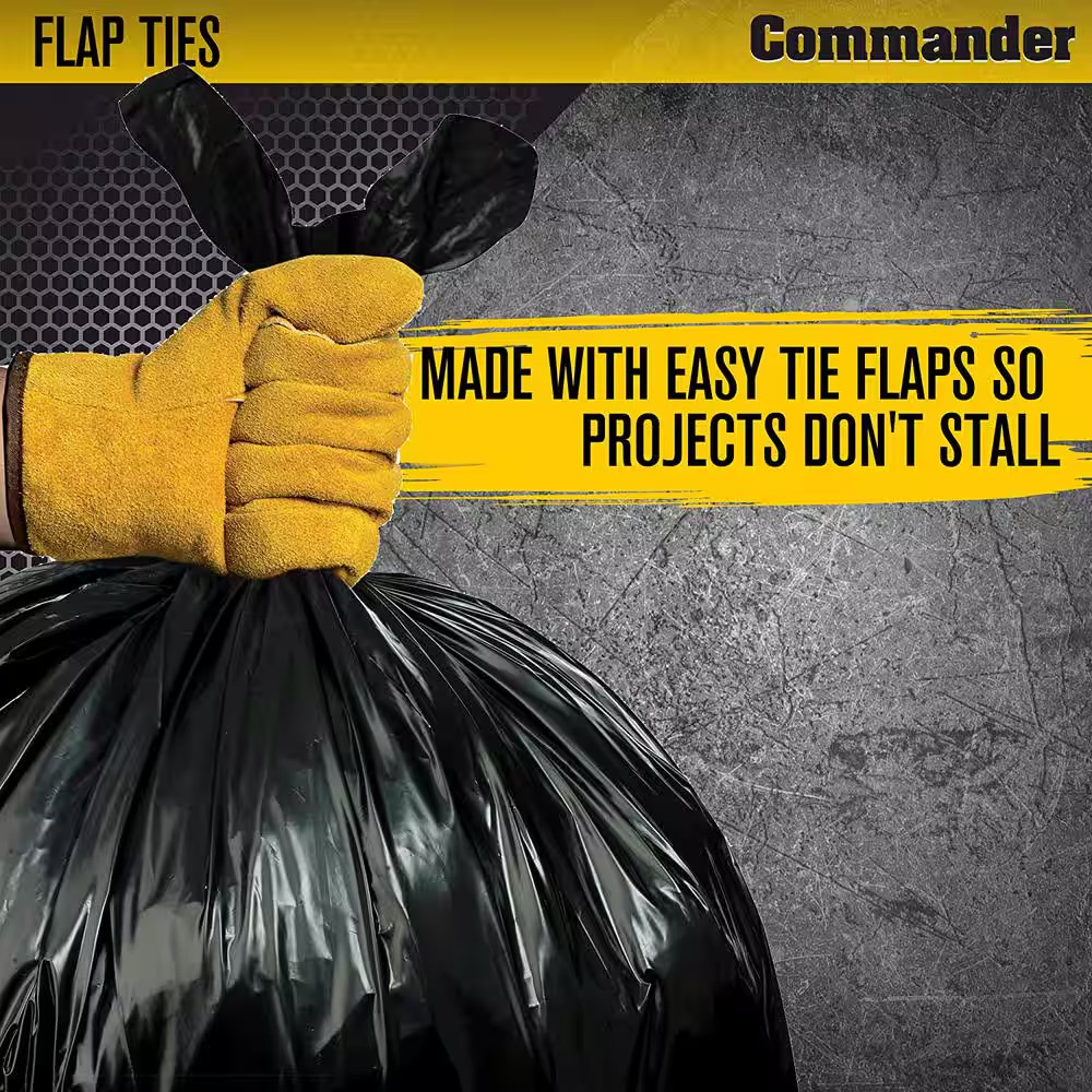 33 In. X 45 In. 42 Gal. Black Heavy-Duty Trash Bags (Pack of 20) 3 Mil for Home