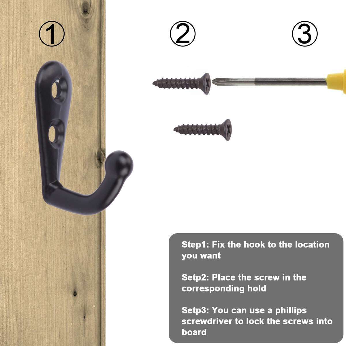 40Pack Hanging Metal Single Hook Clothes Hat Coat Robe Wall Door Hangers Hooks