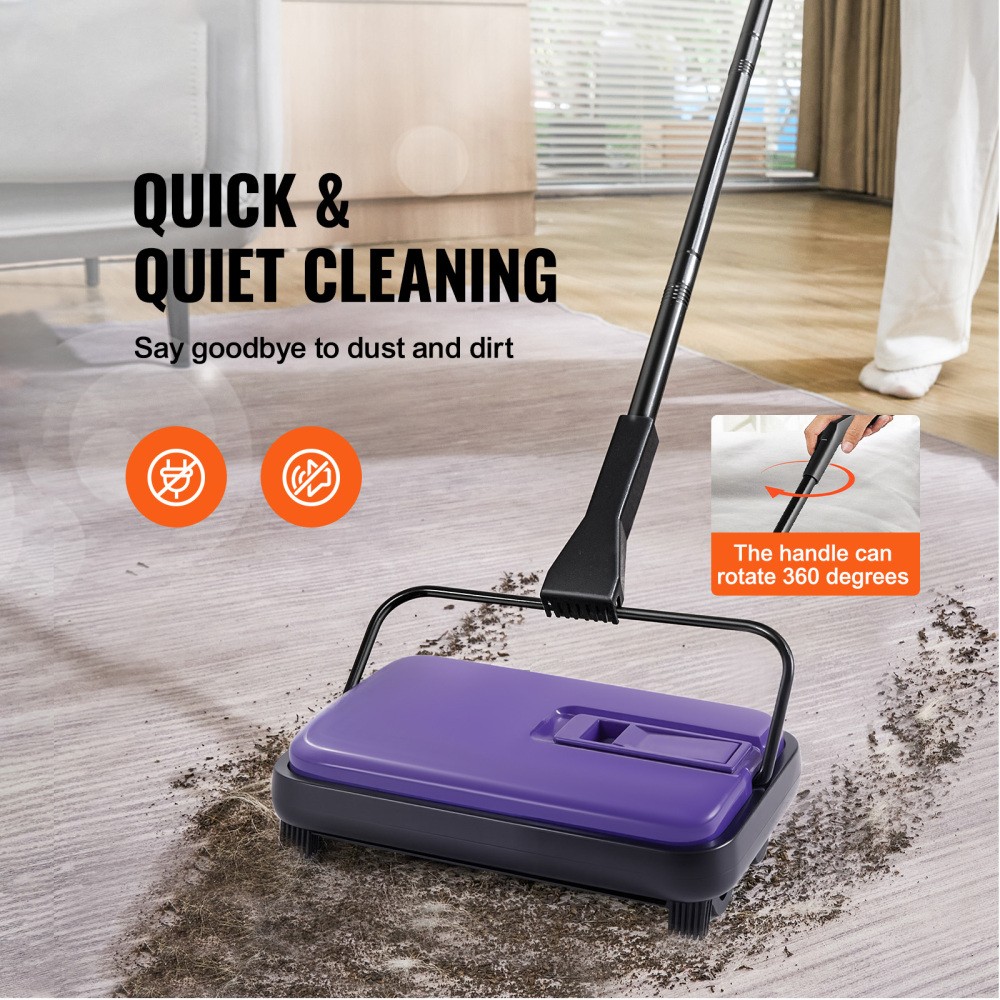 Manual Carpet Sweeper, 300 ml Easy‑Empty Dustbin