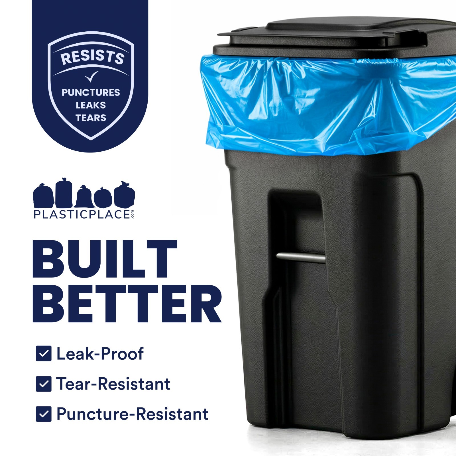 Plasticplace 95-96 Gallon Blue Recycling Bags, 25 Count