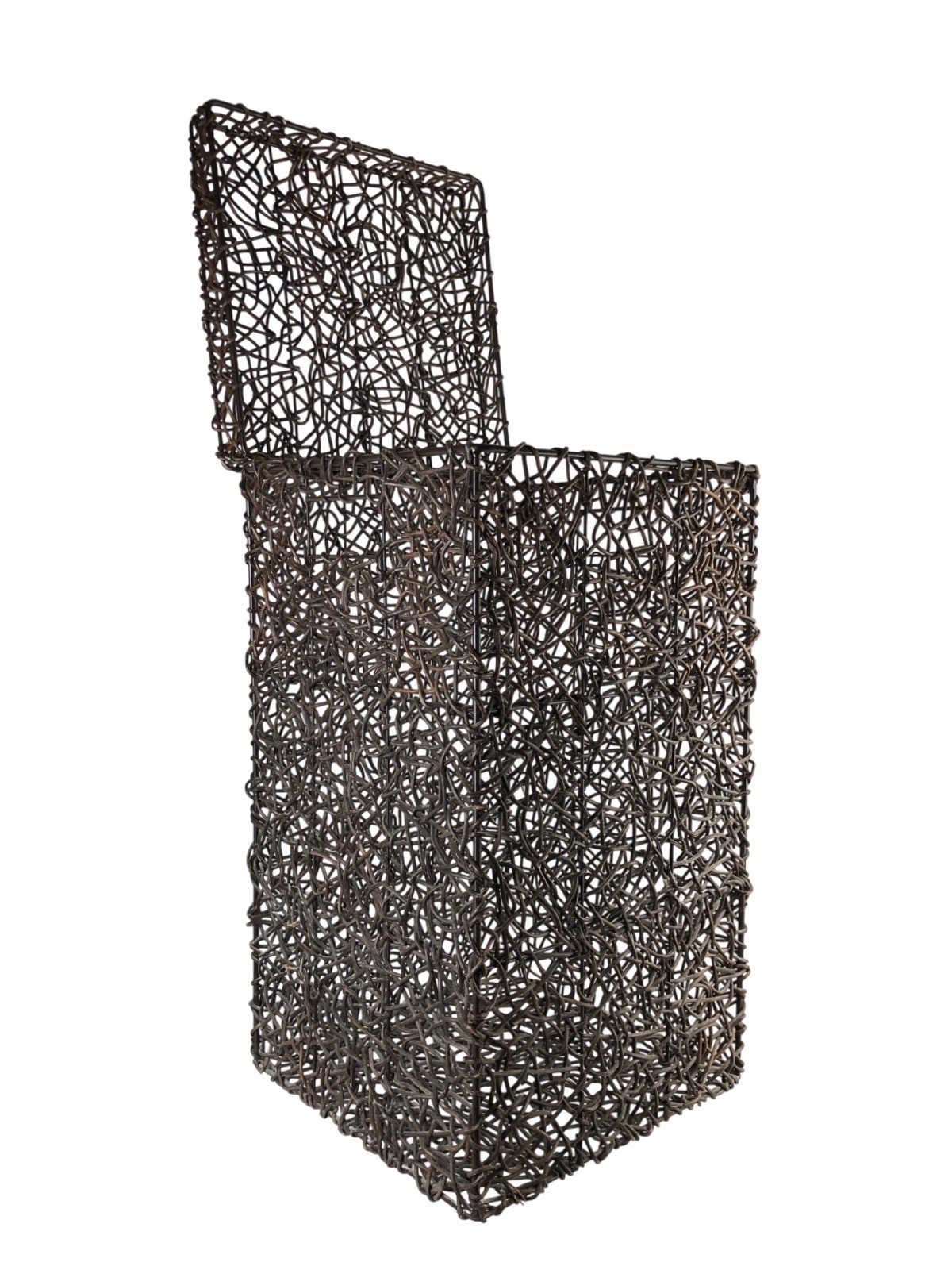 Boho Chic Wire & Wicker Rattan Laundry Hamper 14 x 14 x 24″ w/ Hinged Lid