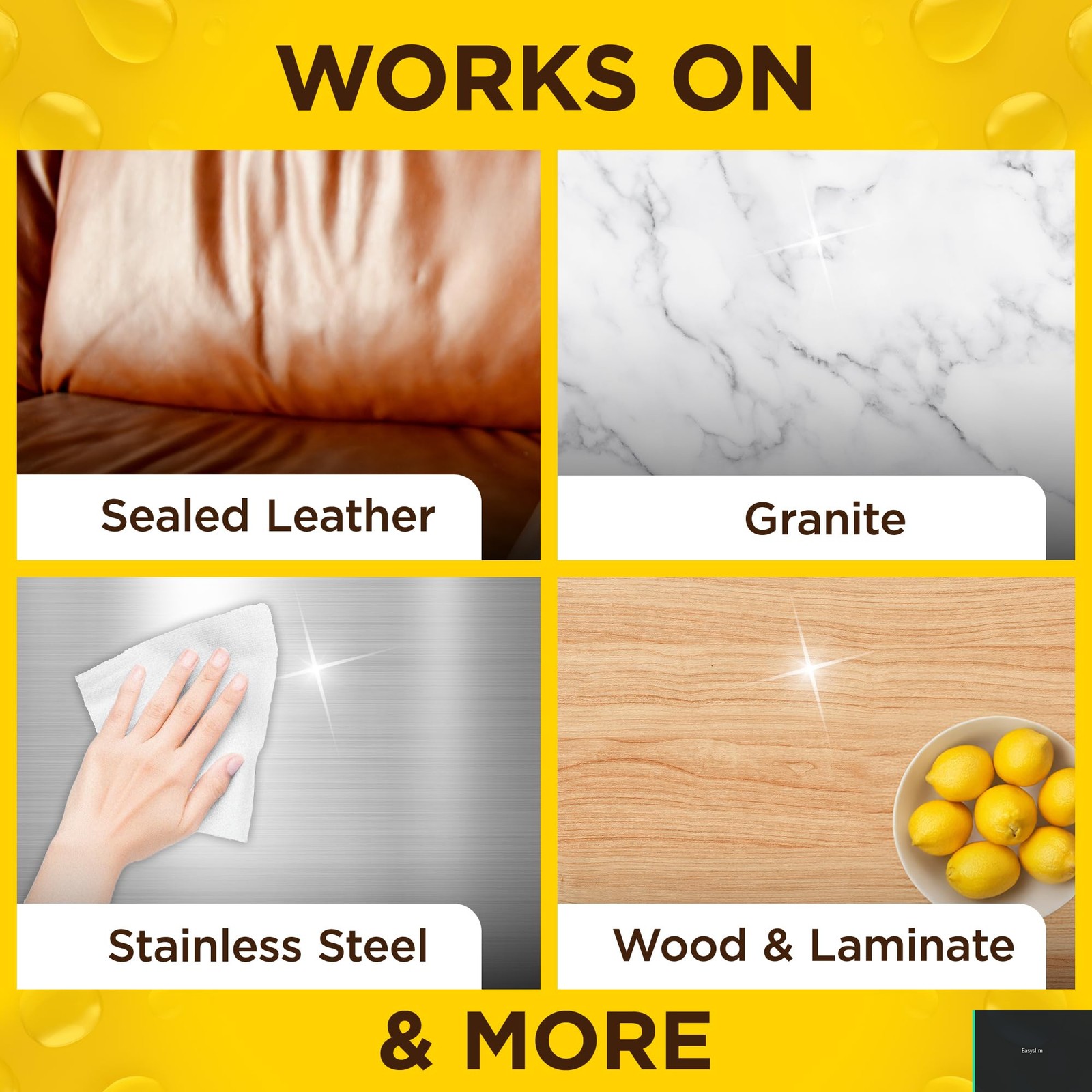 Wood & Furniture Wipes Lemon Scent, Yellow, 144 Total Count, Pack of 6