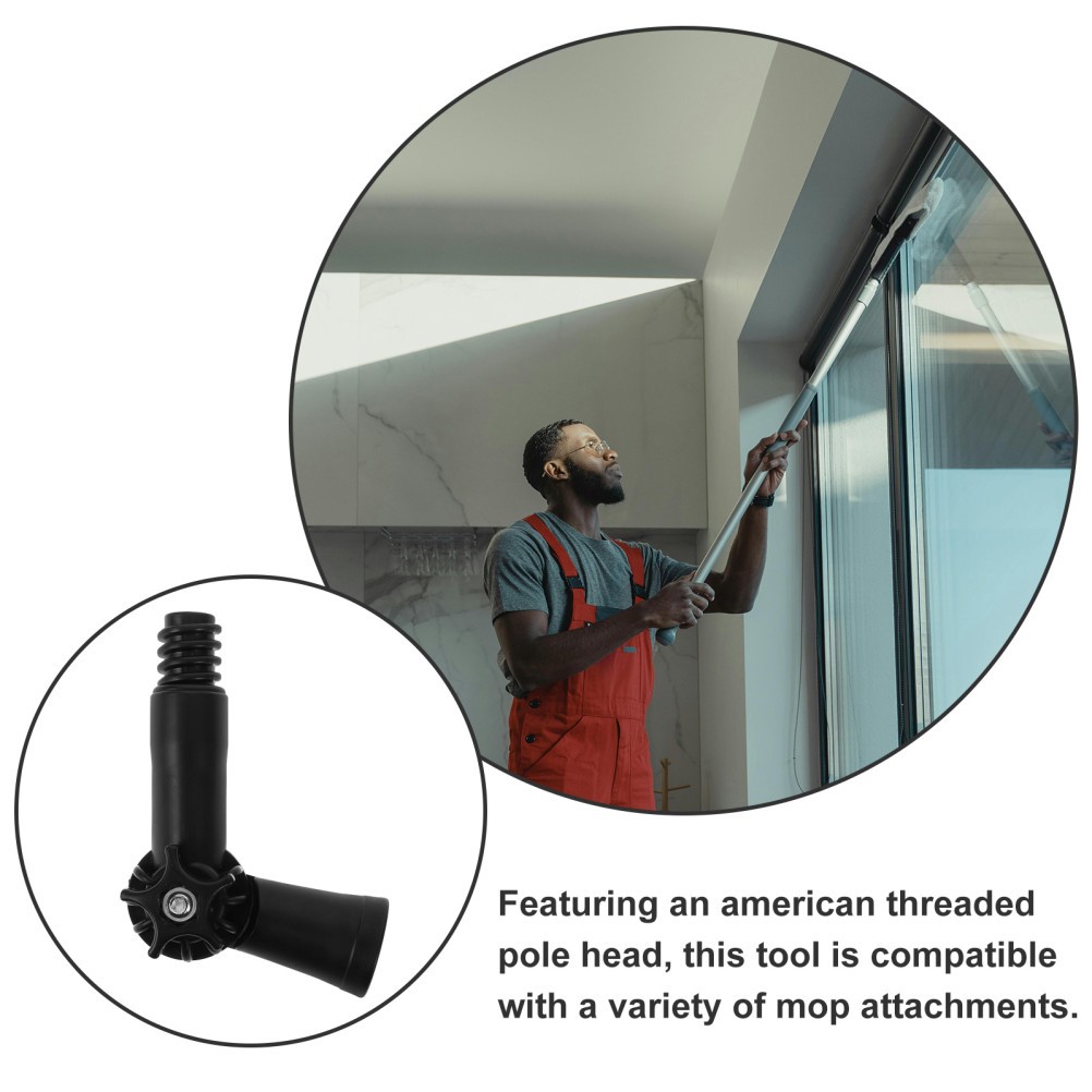 Reusable Plastic Angle Adapter for Extension Pole Home Cleaning Tool Black