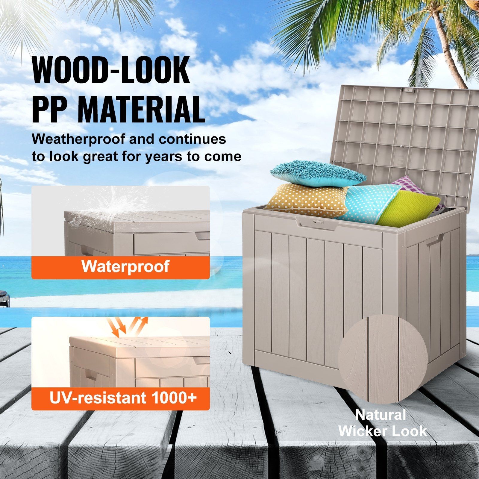31gal multi-use waterproof deck box 22.09×17.09×20.87in 170lb capacity grey