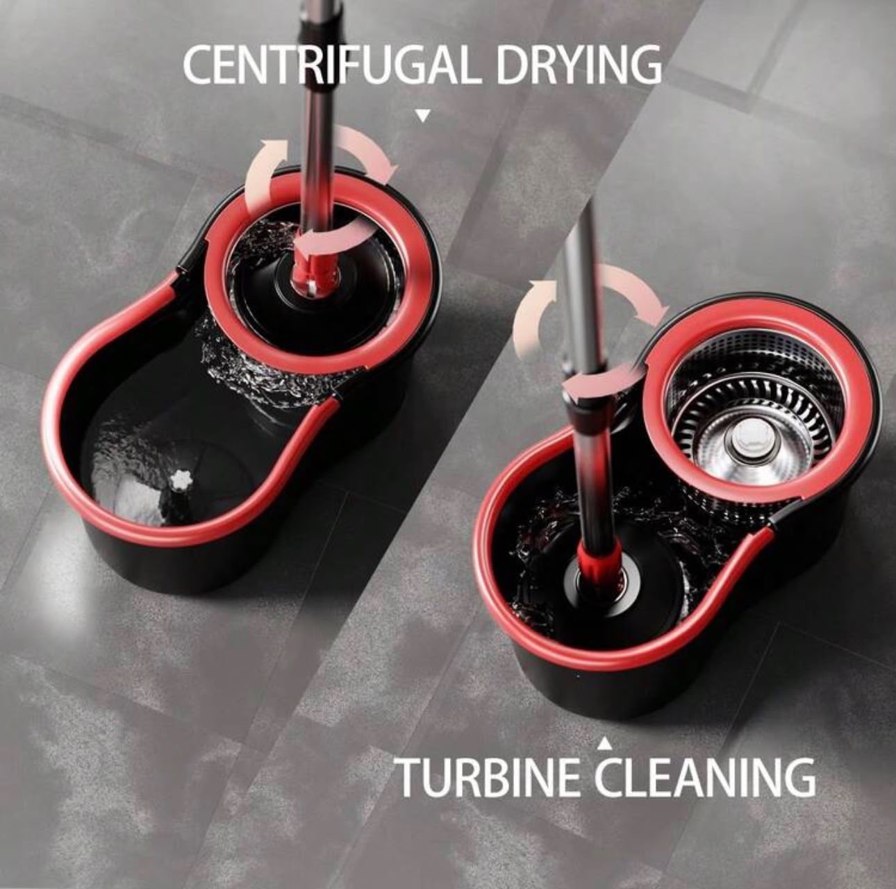 360° Spin Mop and Bucket Set with 3 Microfiber Heads Adjustable Handle Cleaning
