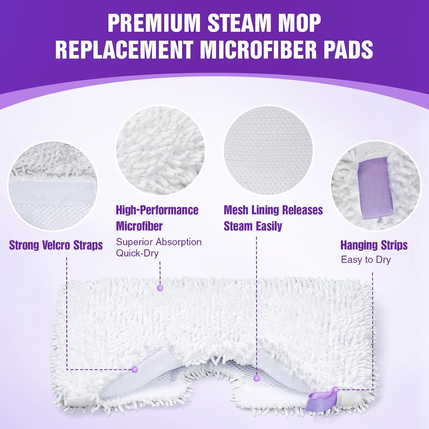 S3501 S3601 Steam Mop Replacement Pads Compatible with Shark Steam Pocket Mops S