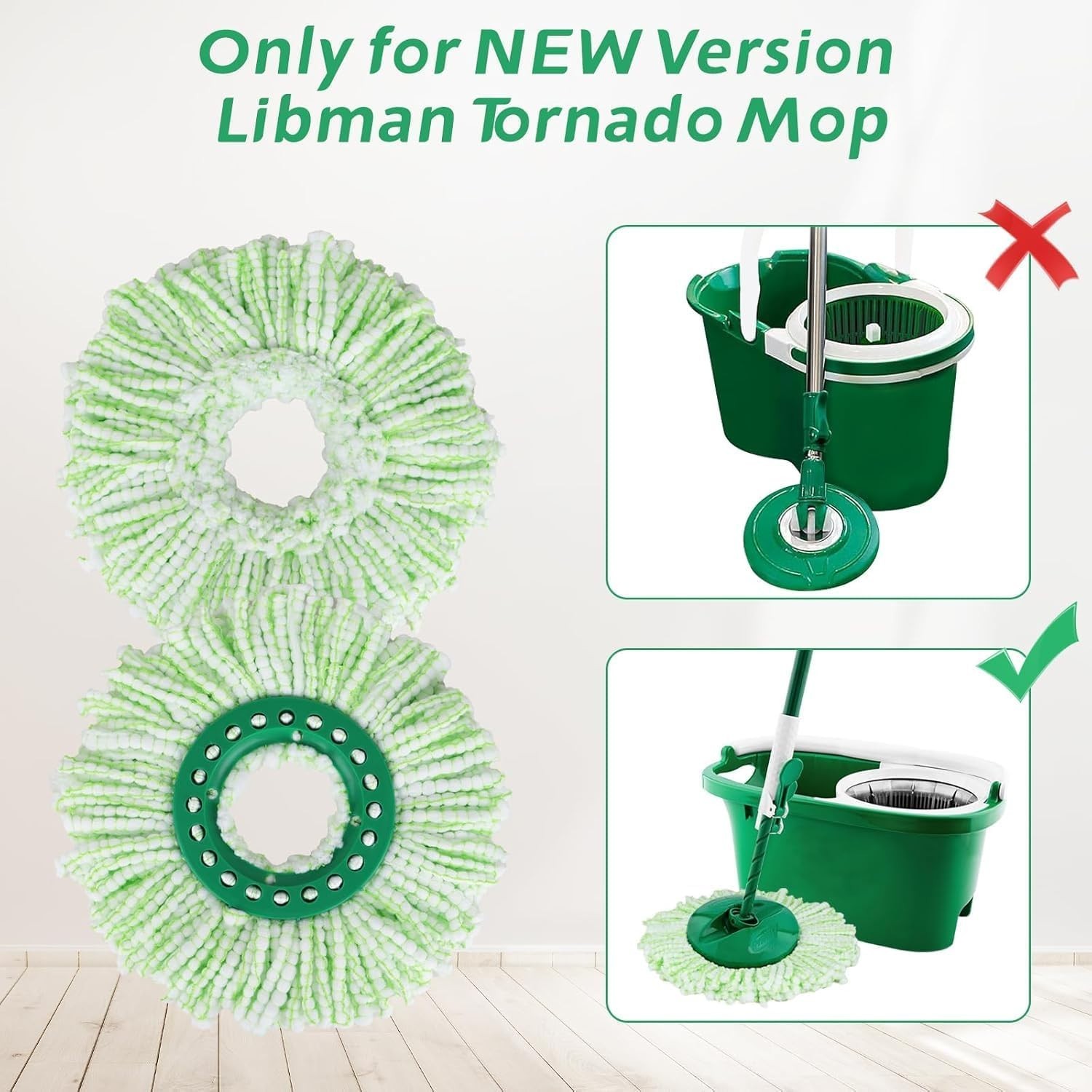 Mop Heads for Libman Tornado Spinning Mops – 2 Pack Microfiber Spinning Mop H..