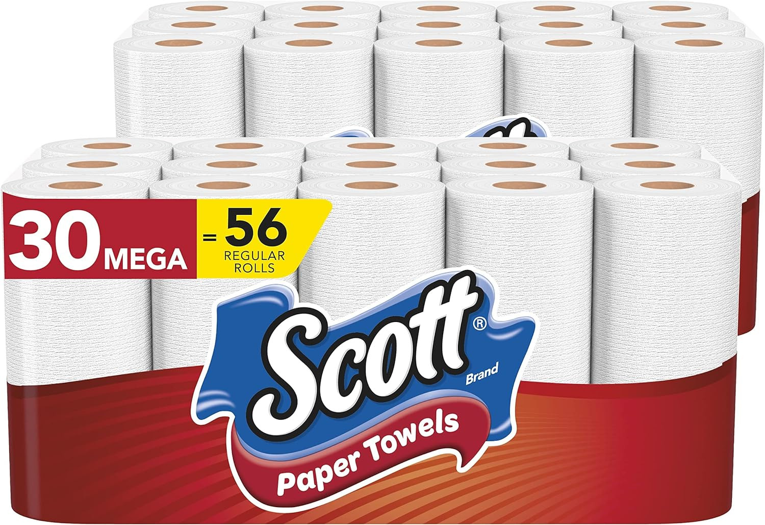 Scott Paper Towels Bulk 56 Regular Rolls 30 Mega Rolls 2 Packs of 15 White