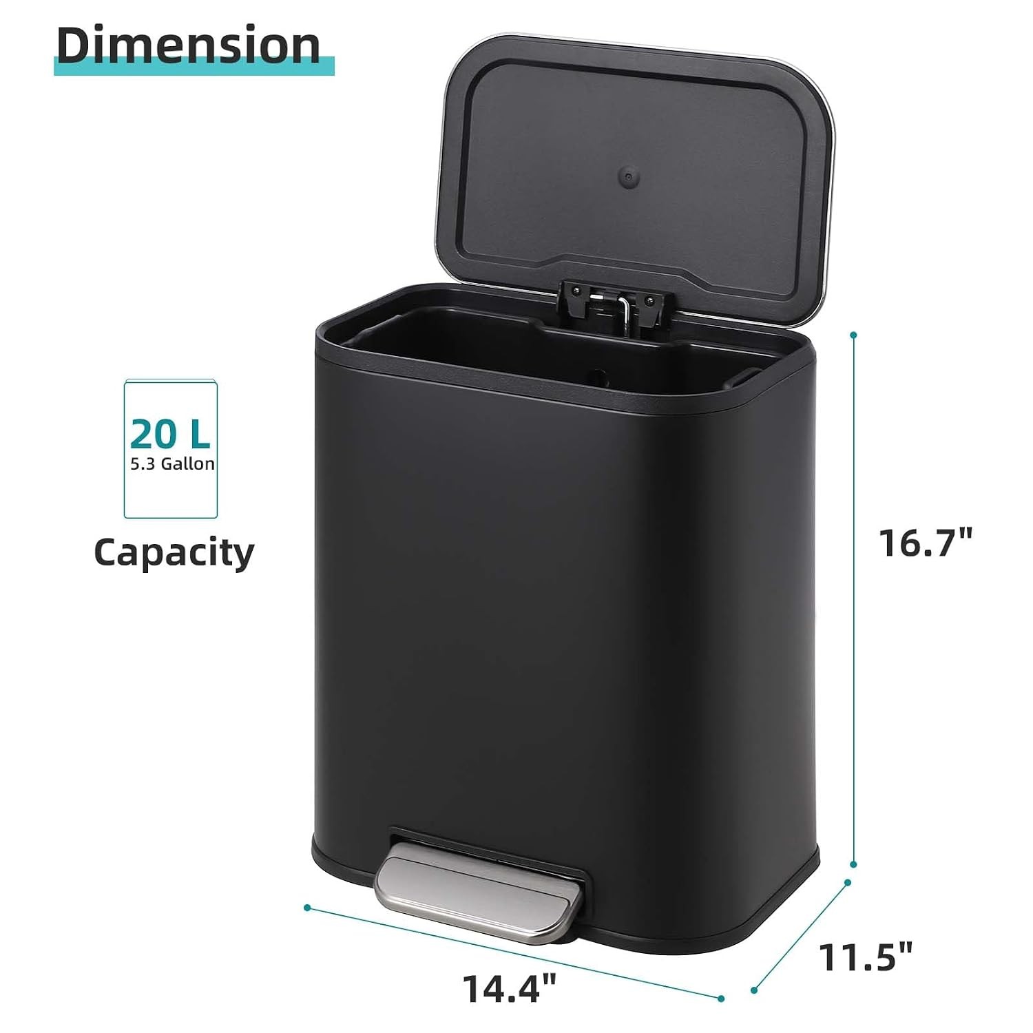 5.3 Gallon Kitchen Trash Can W/ Lid Stainless Steel Garbage Can W/ Foot Pedal