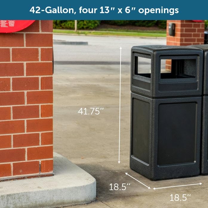 Commercial Zone-73290199 PolyTec 42 Gallon Square Waste Container with Dome Lid
