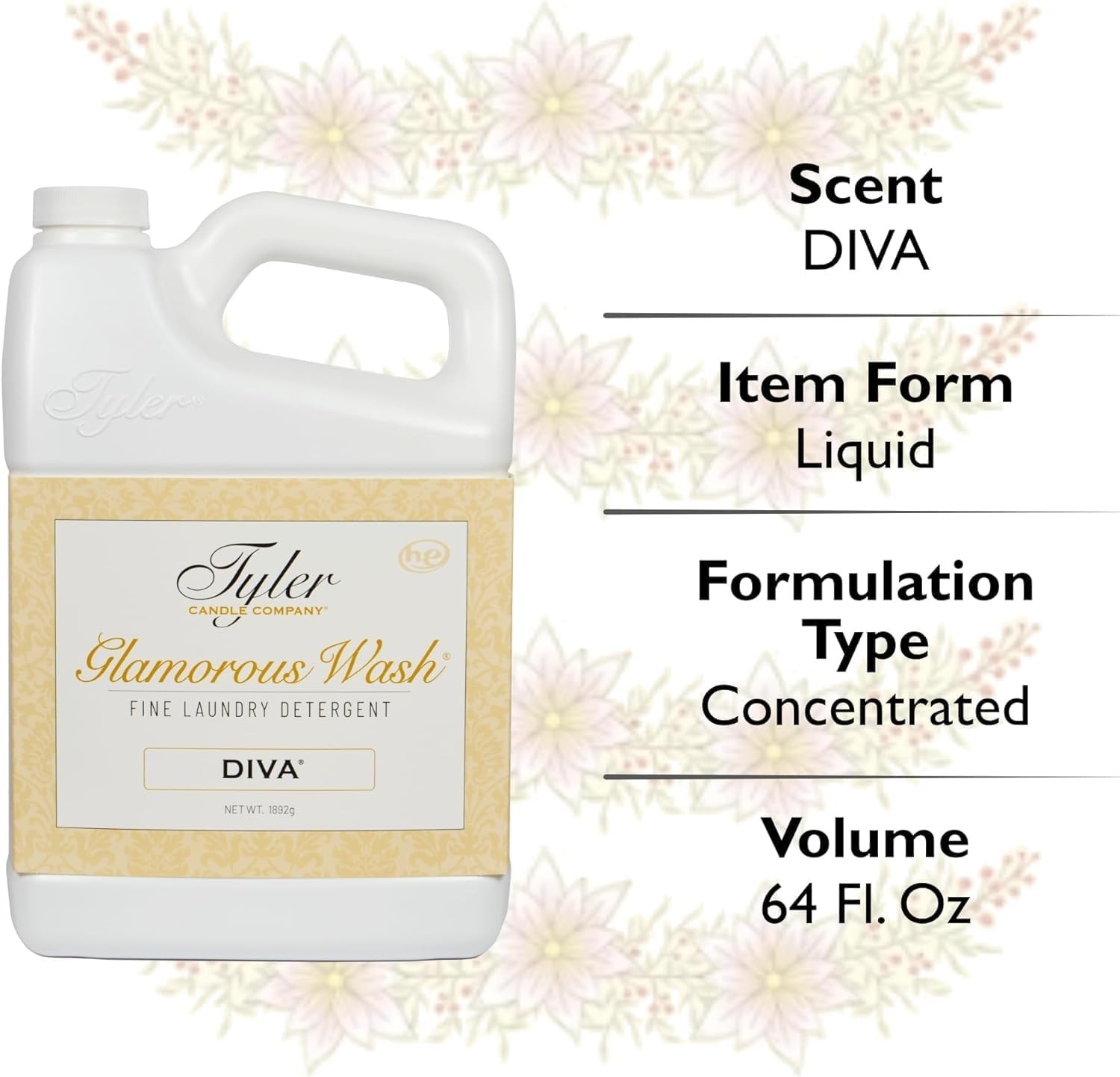 Tyler’s Diva Glam Wash Laundry Detergent, 64 Fl oz Pack of 1 Packaging.