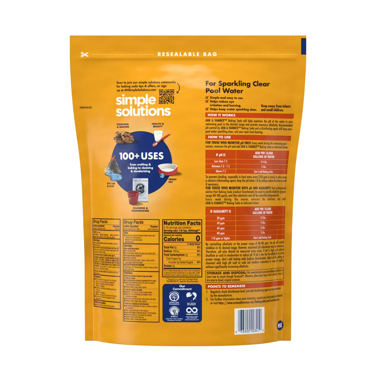 Pure Baking Soda, for Baking, Cleaning & Deodorizing, Pool 10.8 lb Bag
