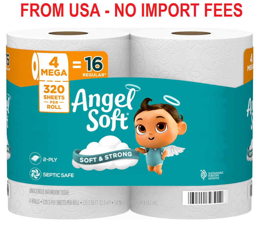 Angel Soft Toilet Paper, 4 Mega Rolls = 16 Regular Rolls, Soft and Strong Toilet