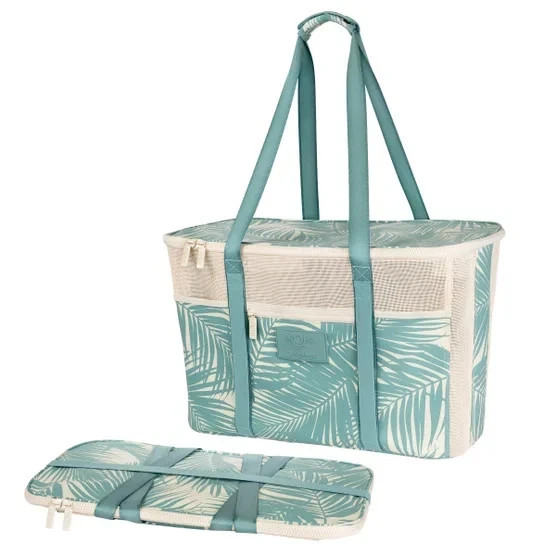 Aloha Collection CleverMade Collapsible Beach Tote Bag Fold Mesh Travel Teal