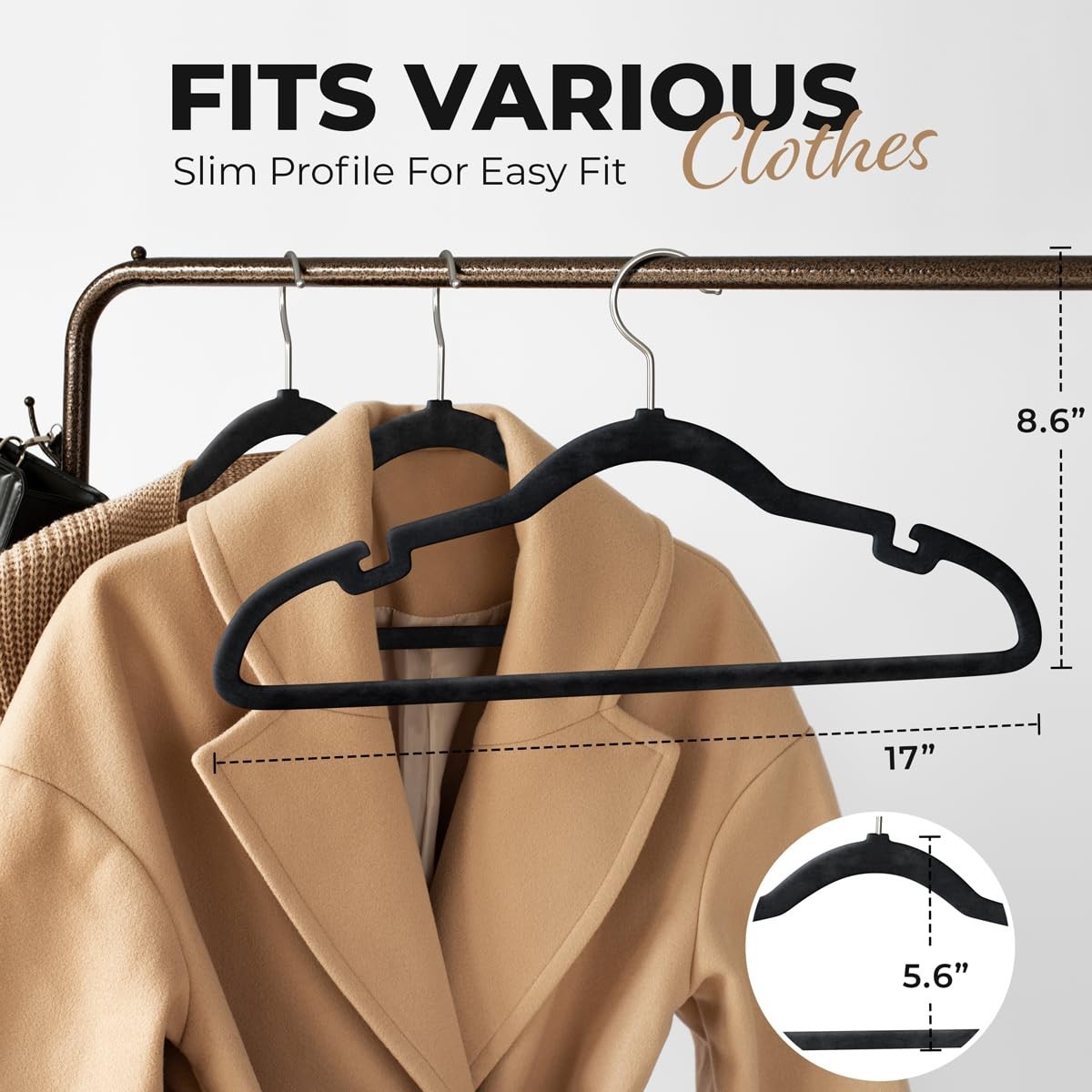 100 Velvet Hangers 100 Pack – Slim Space-Saving Design for Shirts, Pants, Dresse