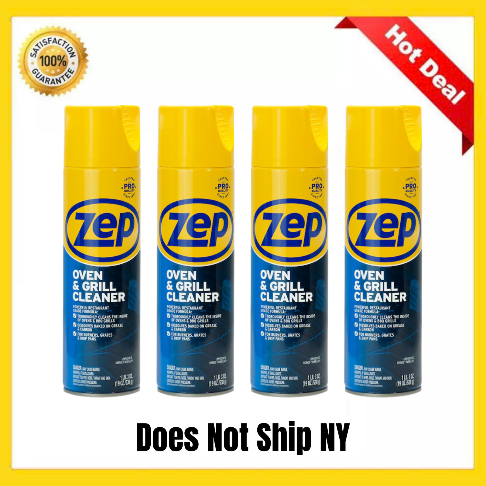 (4 Pack) Zep Heavy-Duty 19 oz Oven Grill Cooktop Cleaner Tough Grease Remover