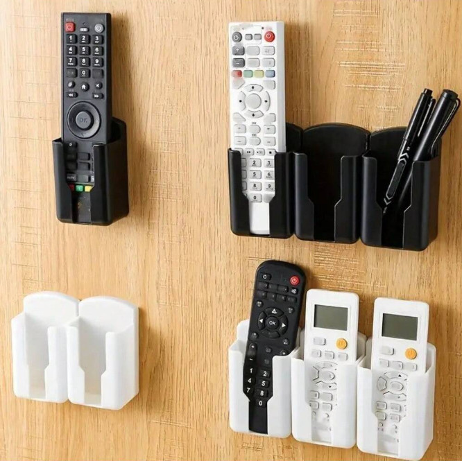 1 pc Wall Mounted Remote Control Holder Self-Adhesive Plastic Storage Box