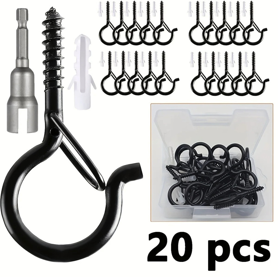 20 pcs Windproof Hanger Hook Safety Buckle Screw Hook for Lights & Plants – NEW