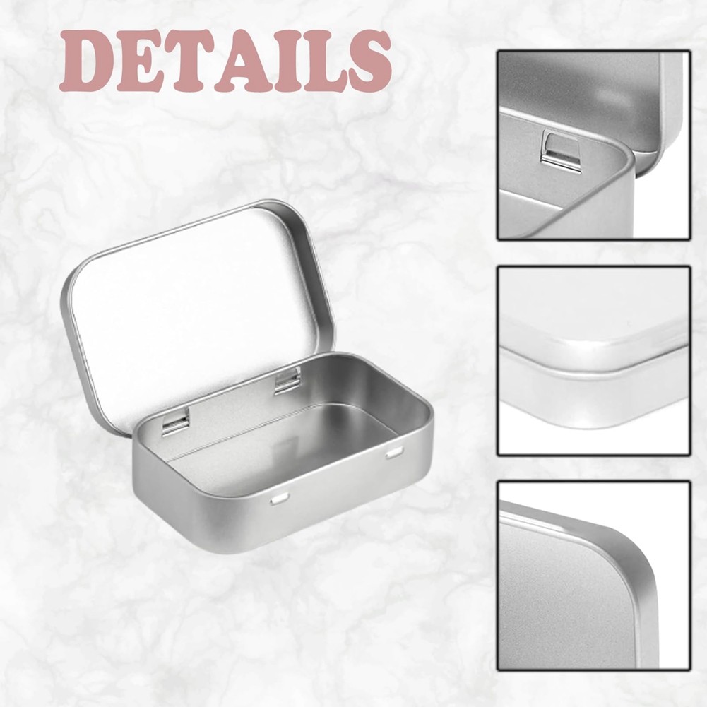 2 PCS Small Storage Box with Lid Rectangular Small Tin Boxes Metal Box with5731