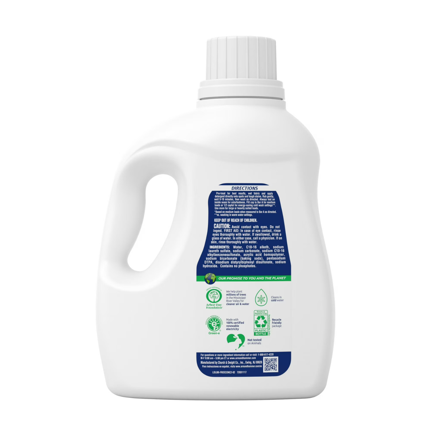 ARM & HAMMER Free & Clear Sensitive Skin Detergent 105oz 105 Loads, 4 Pack