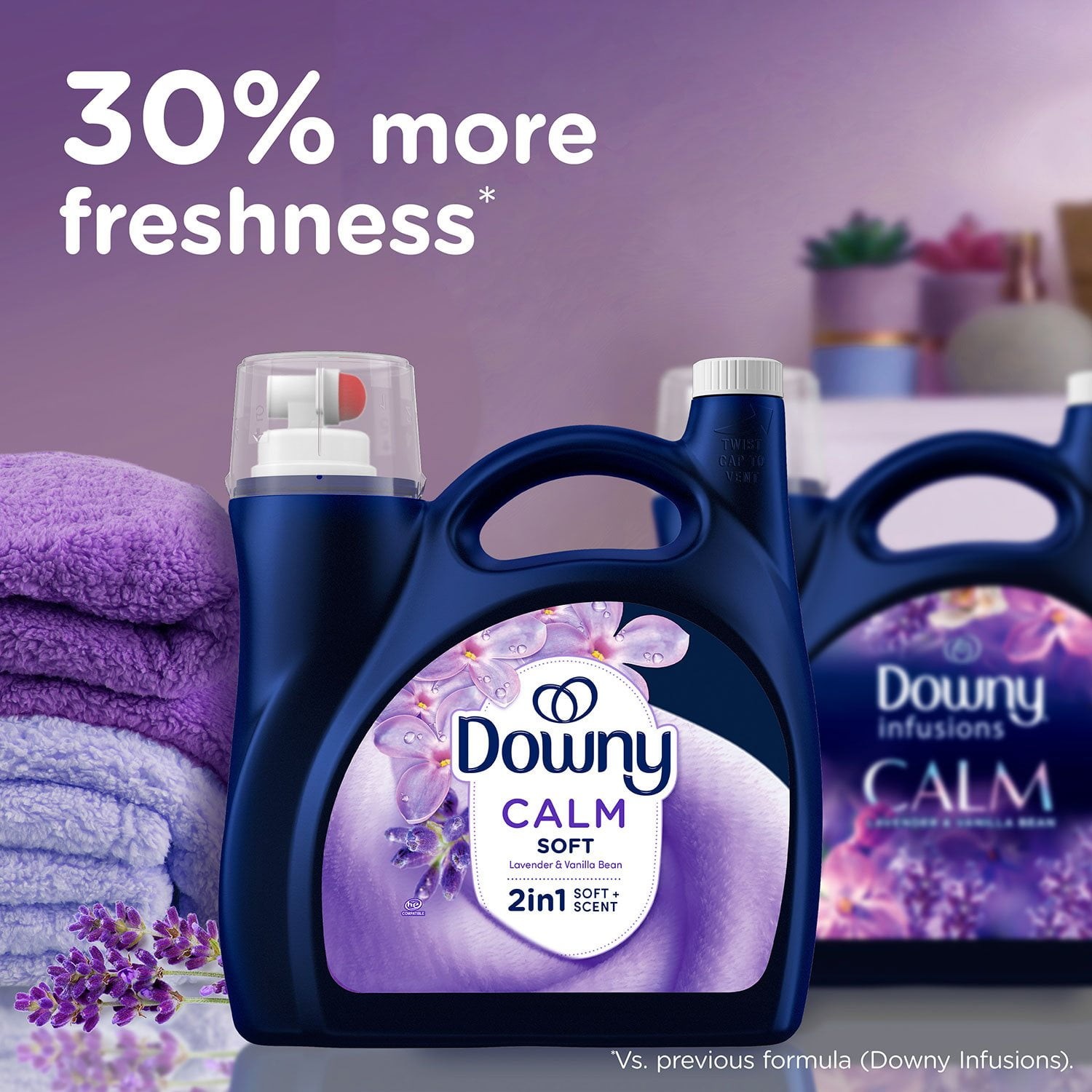 Downy Ultra Soft + Calm Fabric Softener 111 oz 164 Loads Lavender Vanilla Bean.