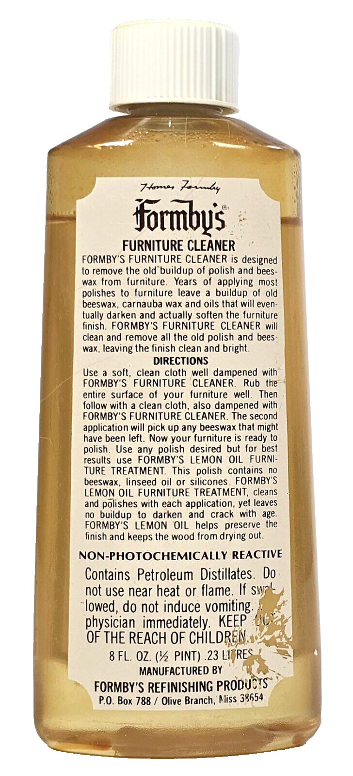 Vintage Furniture Cleaner & Wax Remover 8 oz Plastic Bottle ~ 90% Full