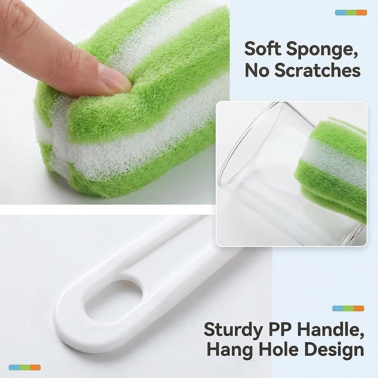 3PCS Soft Hanging Sponge Cleaning Brush Cleaner with Long Handle Cup Feeding …