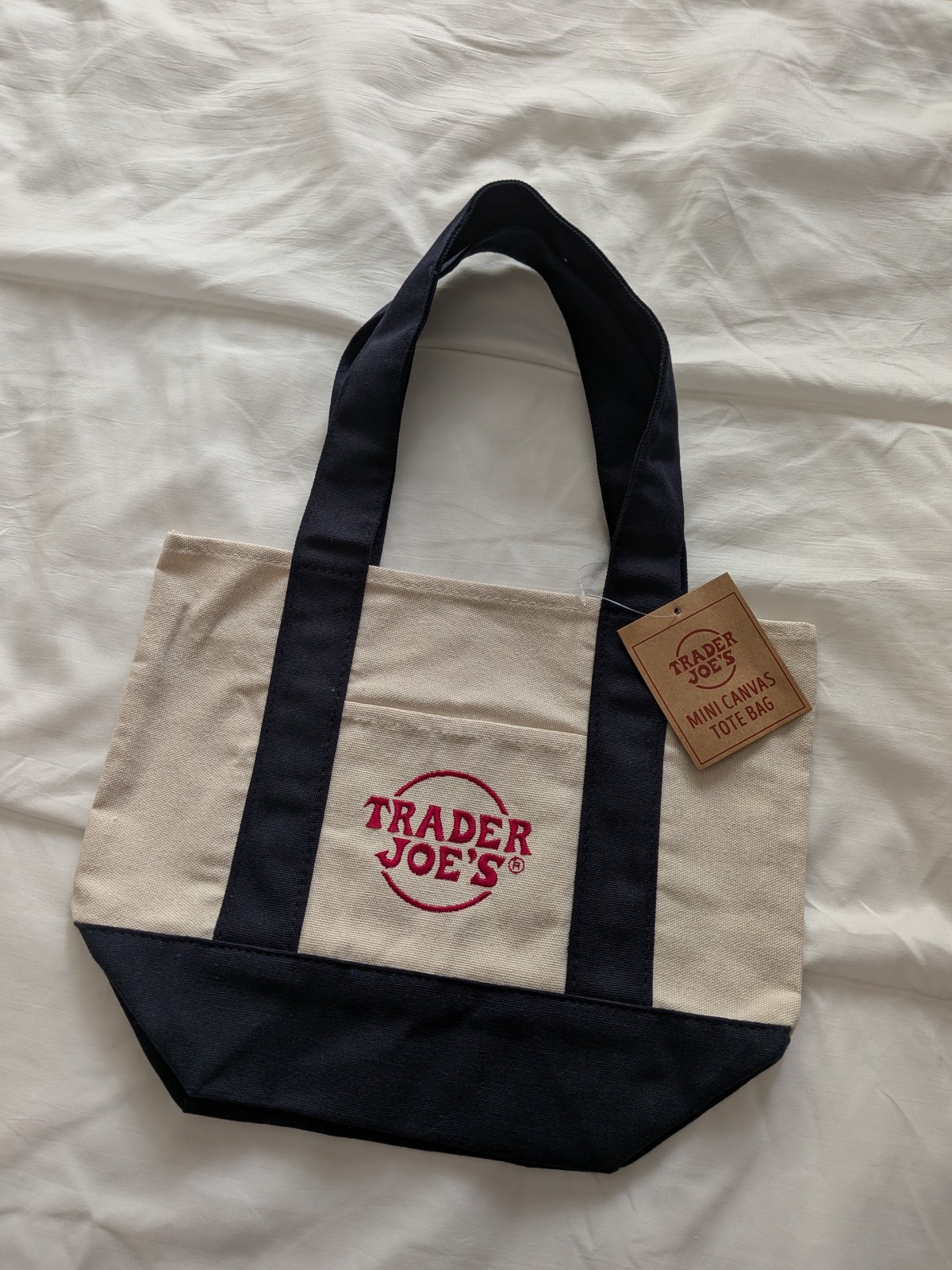 Trader Joe’s Mini Canvas Tote Bag NAVY BLUE