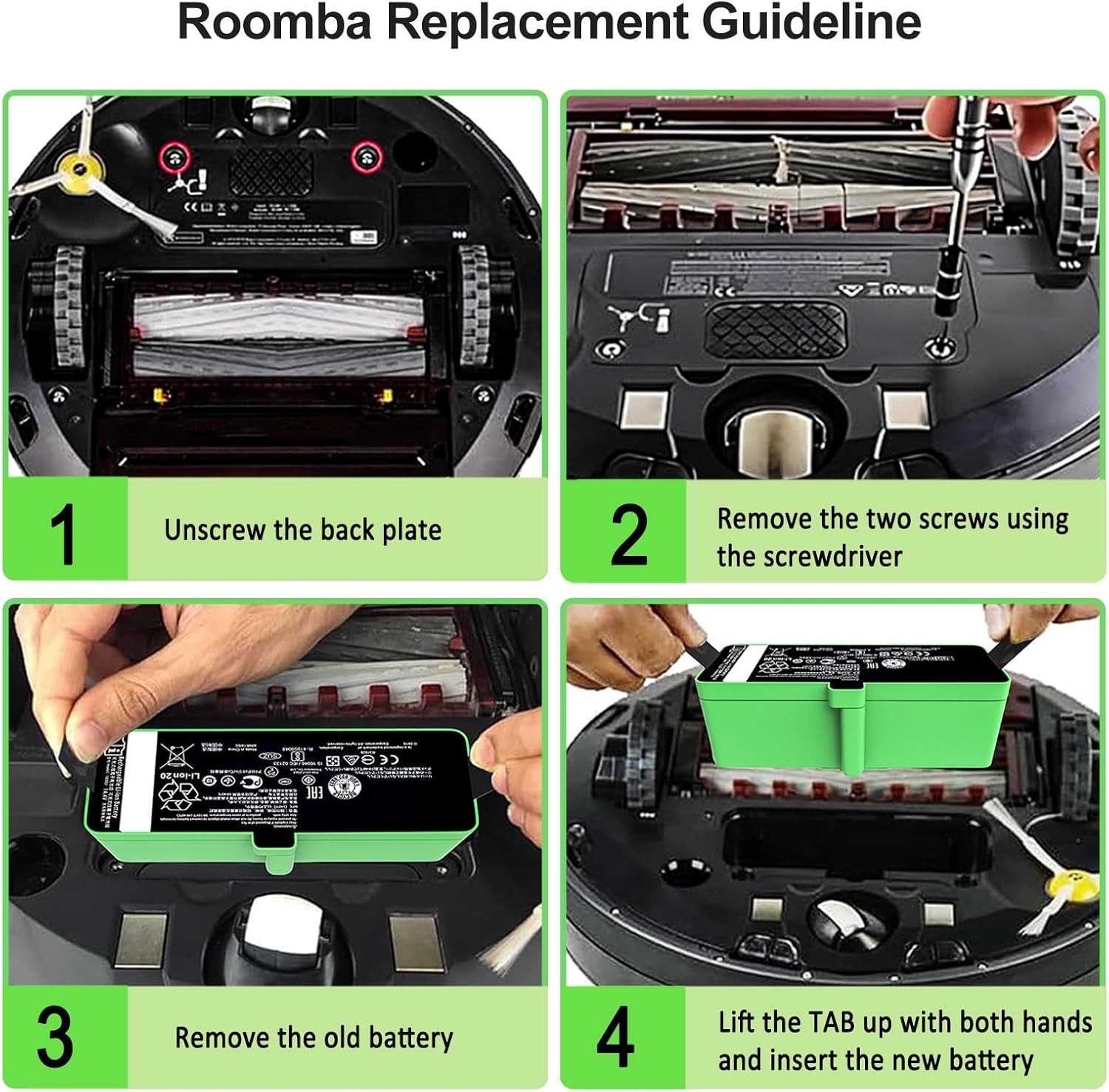 Upgraded 5200mAh 4376392 1800LI Replacement Battery for iRobot Roomba 500 600